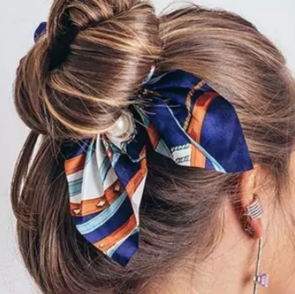 Accessories - Blue Satin Scrunchy